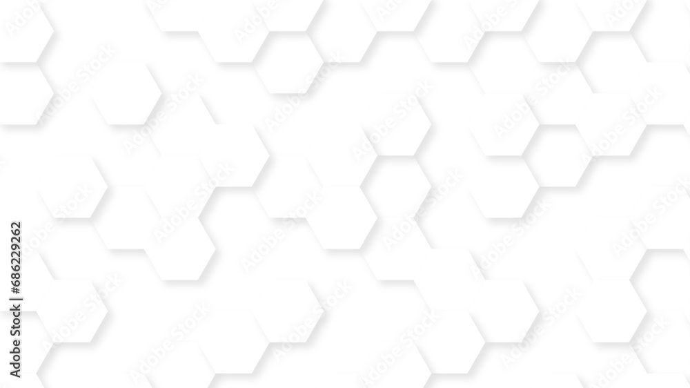 Poster seamless honeycomb hexagonal geometric mesh cell texture. abstract white honeycomb vector wallpaper 