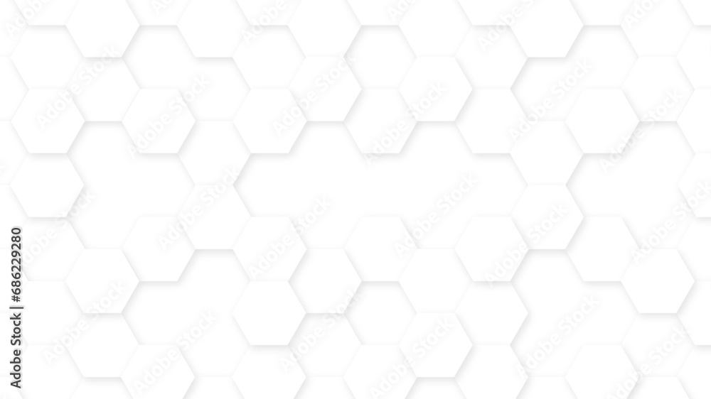 Poster seamless honeycomb hexagonal geometric mesh cell texture. abstract white honeycomb vector wallpaper 