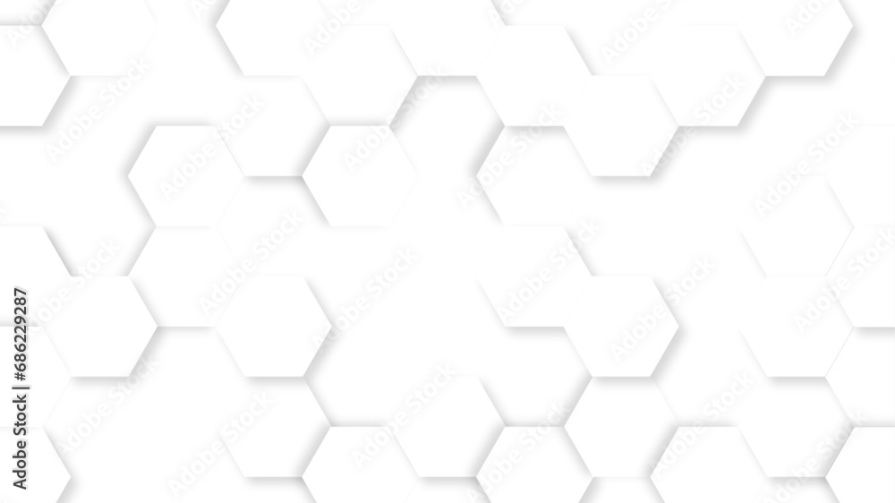 Poster seamless honeycomb hexagonal geometric mesh cell texture. abstract white honeycomb vector wallpaper 