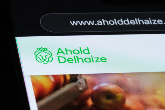 Shanghai,China-Nov.30th 2023: Ahold Delhaize company brand logo sign on official website