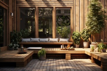 Fototapeta na wymiar Minimalist balcony outdoor design