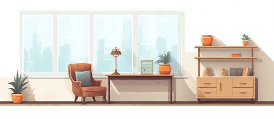 Cartoon furniture elements on white background