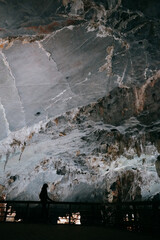 Girl inside Phong Nha Cave in Vietnam.