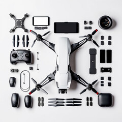 Imagen realista del rediseño de un dron tipo mavic en una vista explosiva y componentes detallados
Re-diseño 6