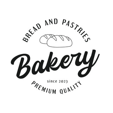 vintage bakery logo emblem, badge, label. vector illustration. handmade
