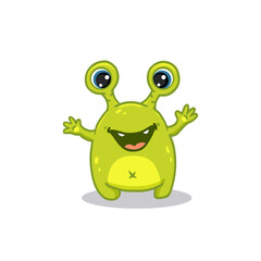 Cute cartoon monster wiht funny eyes on white background. Alien. Colorful. Doodle. Vector