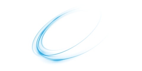 Blue glowing shiny lines effect. Luminous blue lines of speed. Light glowing effect. Light trail wave, fire path trace line and incandescence curve twirl. PNG.