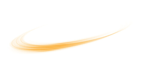 Yellow glowing shiny lines effect. Luminous yellow lines of speed. Light glowing effect. Light trail wave, fire path trace line and incandescence curve twirl. PNG.