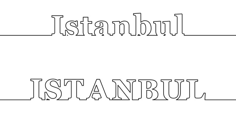 ISTANBUL. Contour line with the name of the capital of Turkey.