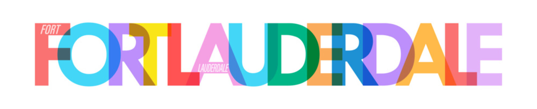 FORT LAUDERDALE. The name of the city on a white background. Vector design template for poster, postcard, banner