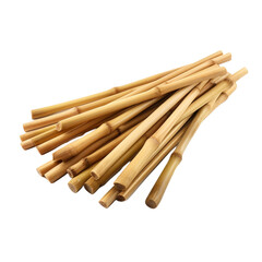 Bamboo sticks used for skewering food with selective isolated on transparent background