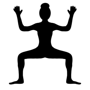 utkata konasana yoga pose- Goddess Pose -  Yogo pose silhouette