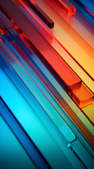 Obraz premium Geometric crystals in red, blue and yellow colors.