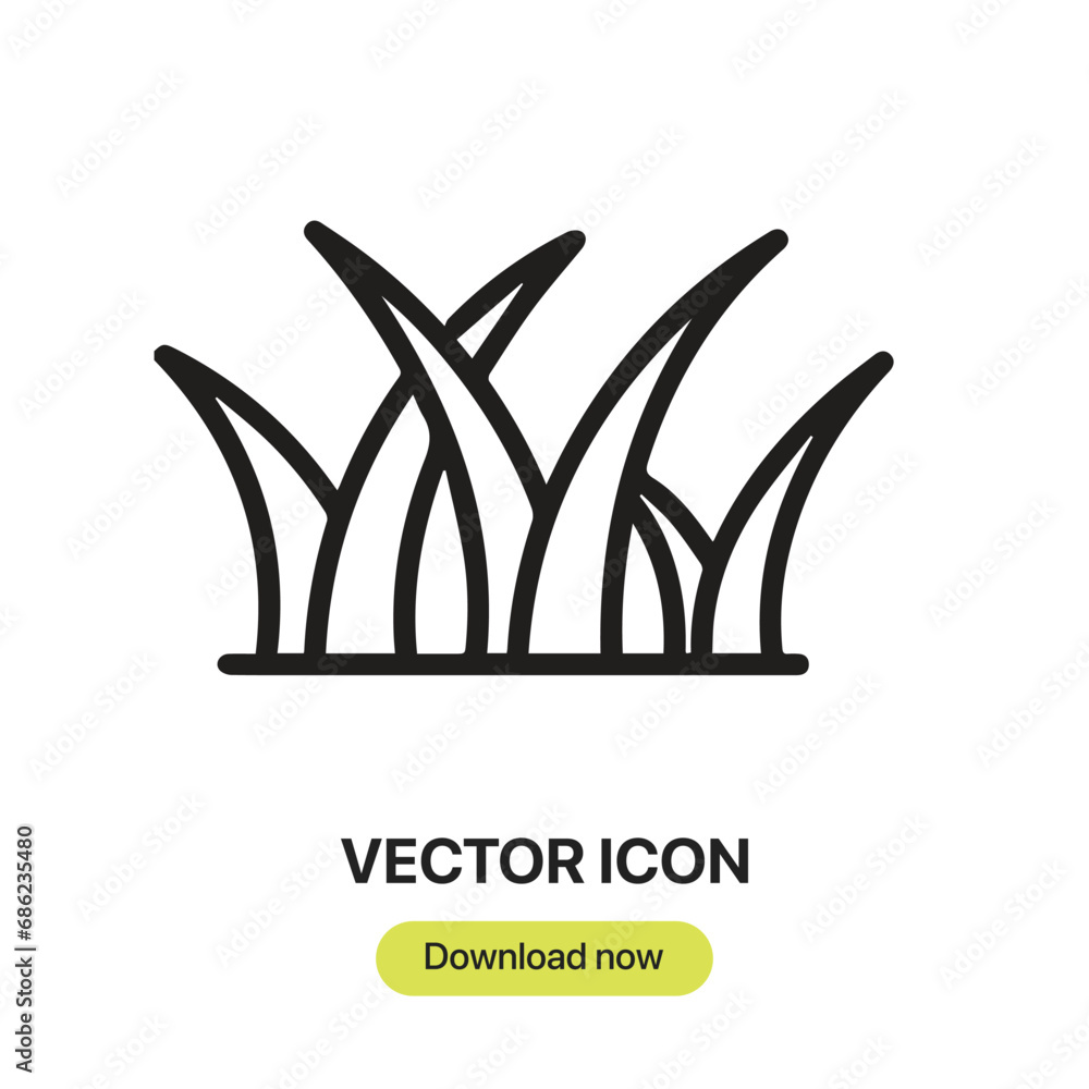 Poster grass icon vector. linear-style sign for mobile concept and web design. grass symbol illustration. p