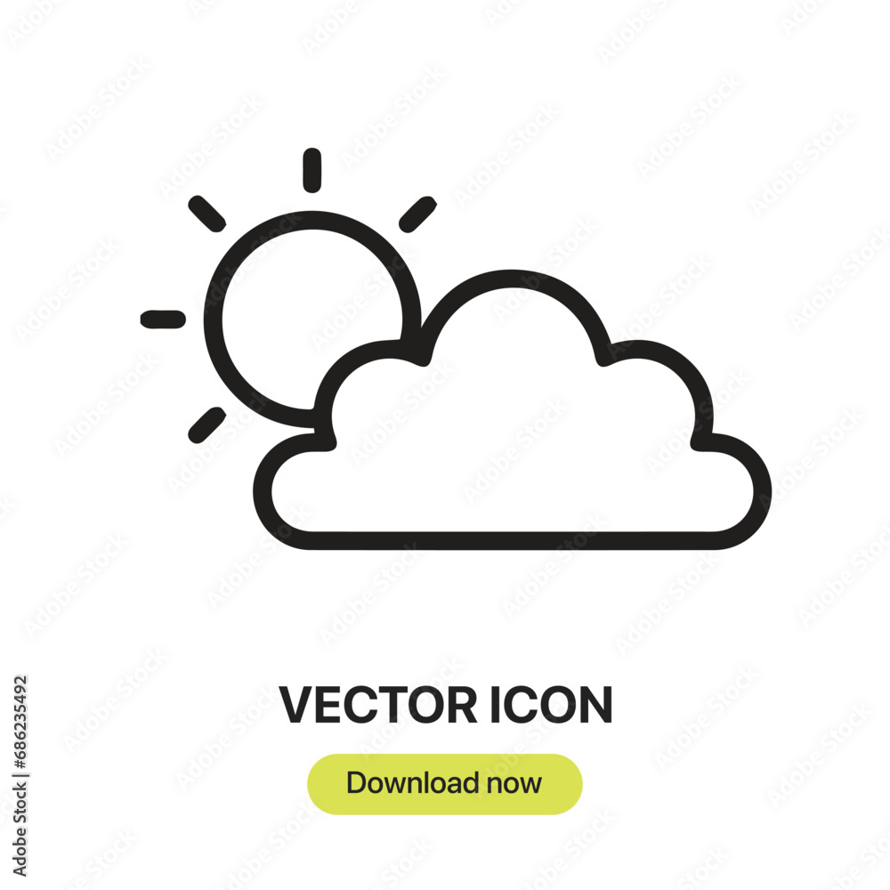 Poster clouds and sun icon vector. linear-style sign for mobile concept and web design. clouds and sun symb