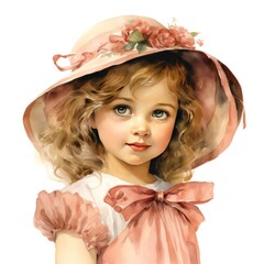 Victorian Vintage Little Girl Vintage Grace Watercolor Clipart