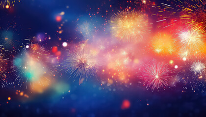 Fototapeta na wymiar Fireworks in the night sky , happy holi indian concept