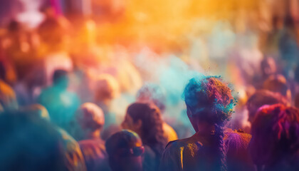 Friends at the Festival of Colors , happy holi indian concept