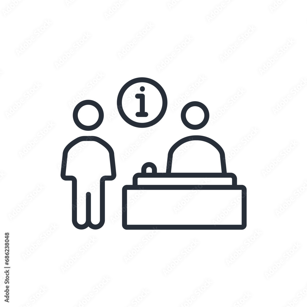 Aufkleber information desk icon. vector.editable stroke.linear style sign for use web design,logo.symbol illus