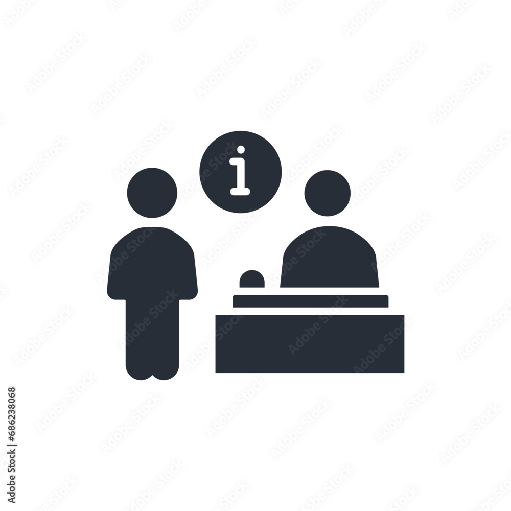 Aufkleber information desk icon. vector.editable stroke.linear style sign for use web design,logo.symbol illus