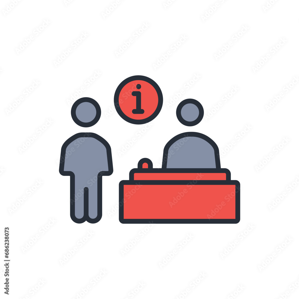 Aufkleber information desk icon. vector.editable stroke.linear style sign for use web design,logo.symbol illus