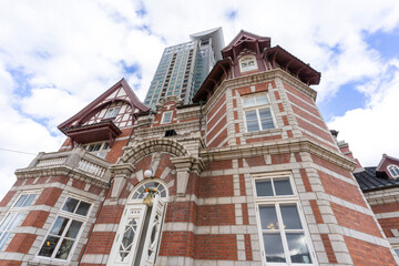 Kitakyushu Dalian Friendship Memorial Hall with blue sky in Kitakyushu, Japan.