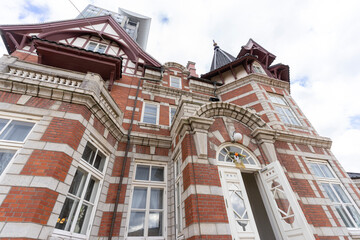Fototapeta premium Kitakyushu Dalian Friendship Memorial Hall with blue sky in Kitakyushu, Japan.