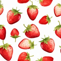 Watercolor cute strawberry seamless pattern background