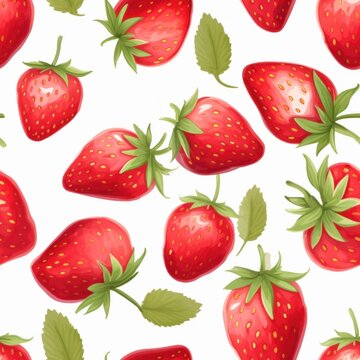 Watercolor cute strawberry seamless pattern background