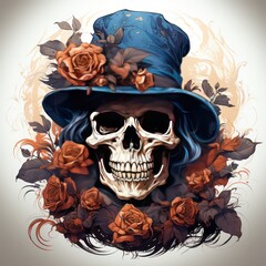 Reaper Hand with Cigar Skull Smoking Precious Moments Style Vector