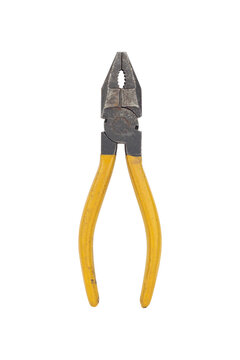 pliers, old rubber-handled pliers, isolate