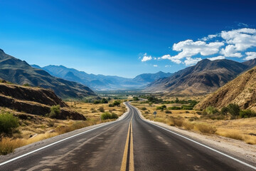 Empty road with a view of mountains