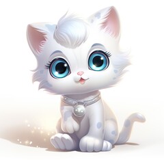 Baby Cat Cartoon Style Bright Shining Eyes Kawaii Clipart