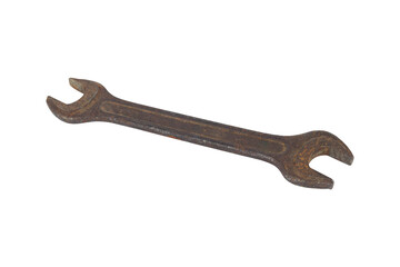 spanner, rusty spanner isolated from  background