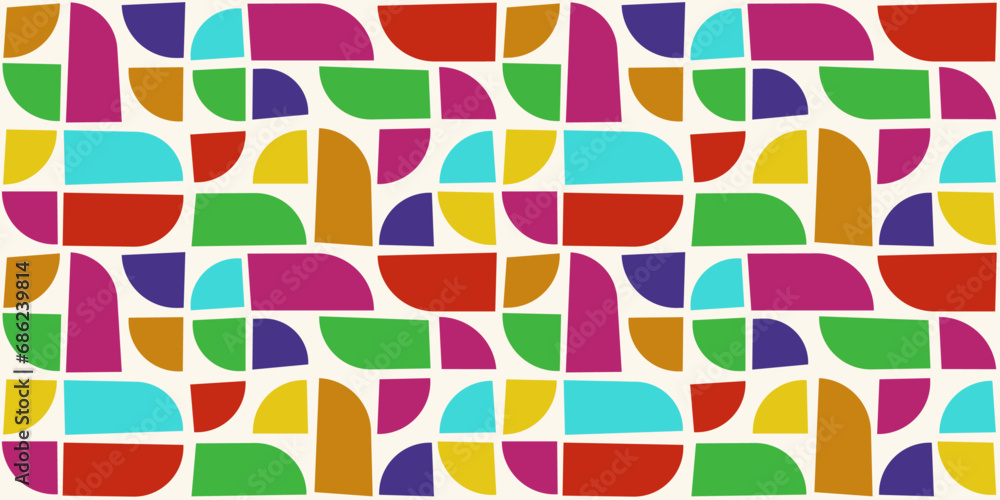 Aufkleber multi-colored rounded geometry. seamless pattern of colored geometric shapes.