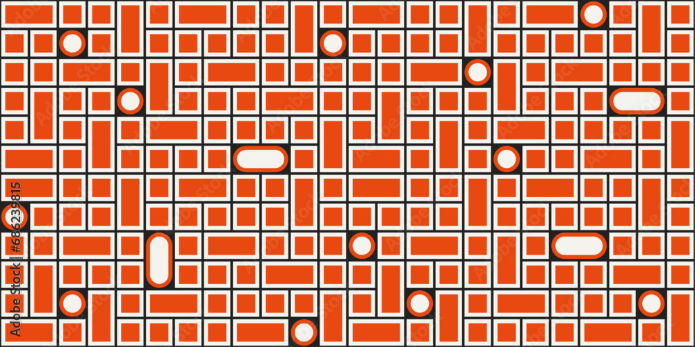 Poster A pattern of orange squares and rectangles adjacent to each other.