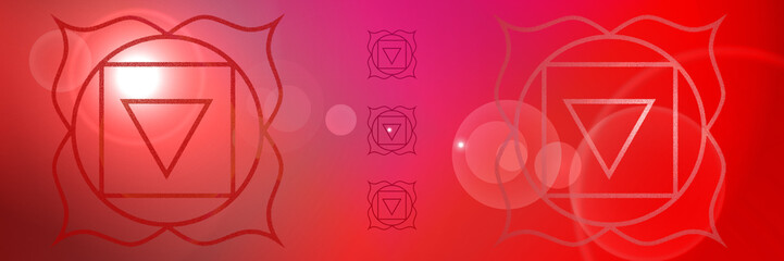Background of the root chakra, a sign of a spiritual energy center in the human body
