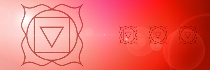 Background of the root chakra, a sign of a spiritual energy center in the human body
