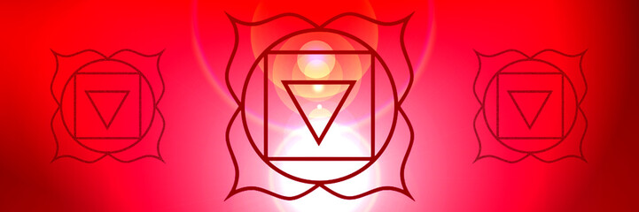 Background of the root chakra, a sign of a spiritual energy center in the human body
