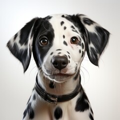 Cute Dalmatian Puppy Playing on White Background