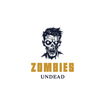 Zombie logo template. Vector illustration of cartoon zombie logo template. frankenstein mascot
