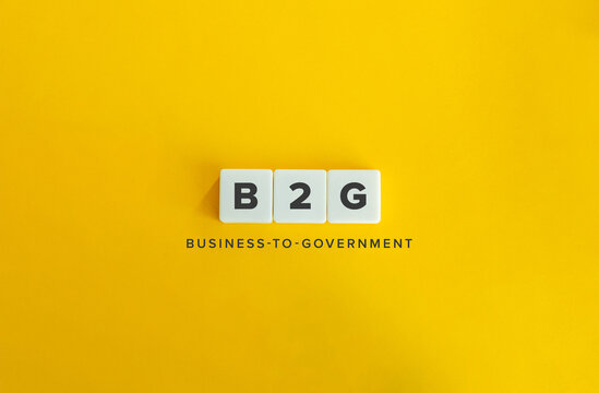 Business-to-government Abbreviation (B2G). Letter Tiles on Yellow Background. Minimalist Aesthetics.