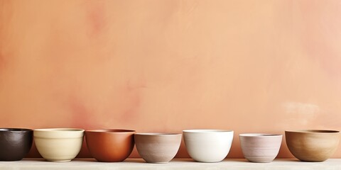 Stack of earth-toned bowls, simple yet elegant kitchen decor.
