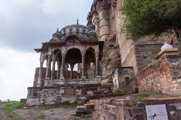 Architecture view of Mehrangarh Fort with Jodhpur city scape during a daytime. A UNESCO World heritage site in jodhpur.