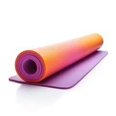 Vibrant Yoga Mat Laid Out and Ready Inviting For a Calming Practice Isolated Against a Pure White Background