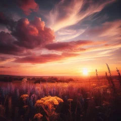 Foto op Plexiglas lavender field at sunset © Садыг Сеид-заде