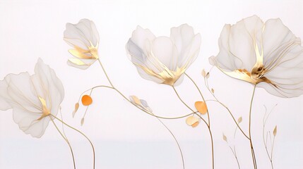 golden flowers on a white background
