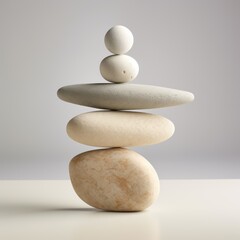 Fototapeta na wymiar Stone Balance Sculpture on White Background