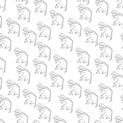 Seamless pattern with hand drawn dragons on a white background.