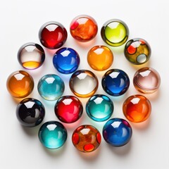 Colorful Glass Marbles on White Background